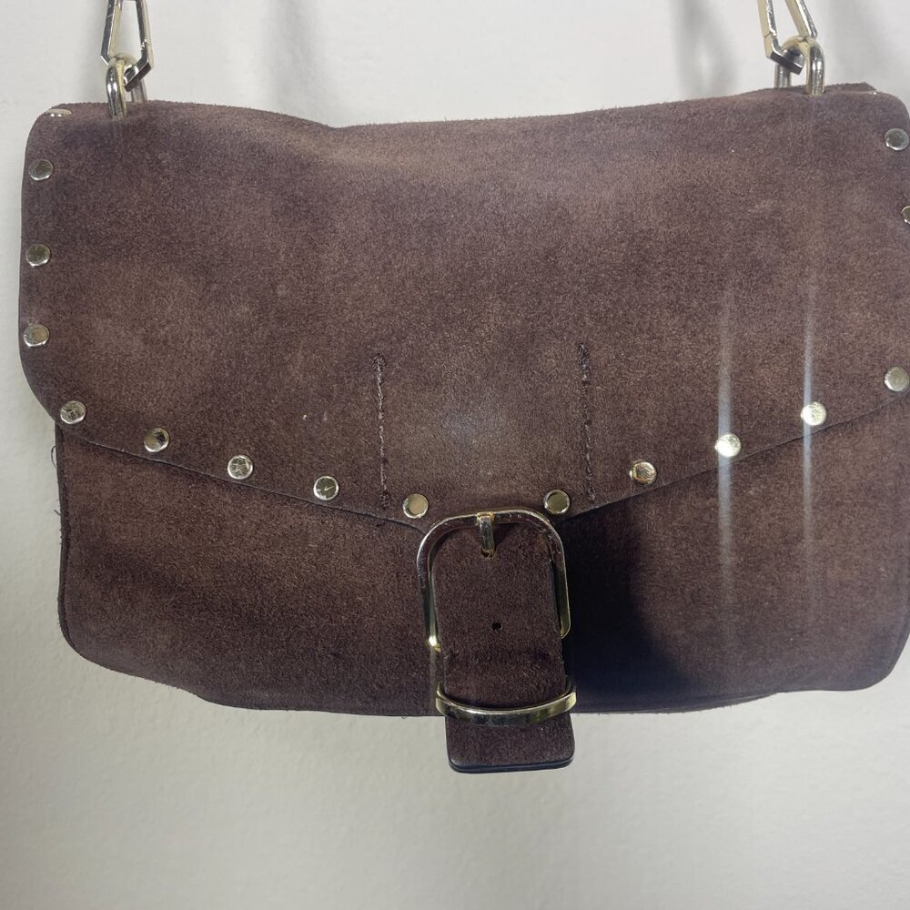 Rebecca Minkoff Women's Suede Leather Crossbody Square Bag Purse Travel! - Picture 2 of 9